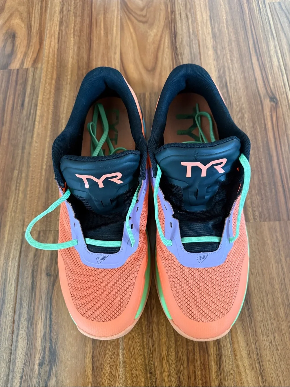TYR Coral Sneakers with Mint Green Laces and Lavender Trim